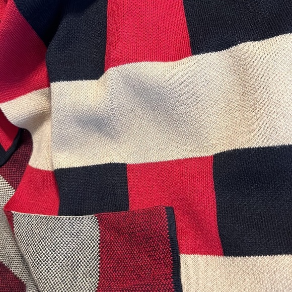 KASPER small womens knit cardigan black red tan 3/4 sleeve multicolor block NWT - Picture 11 of 11